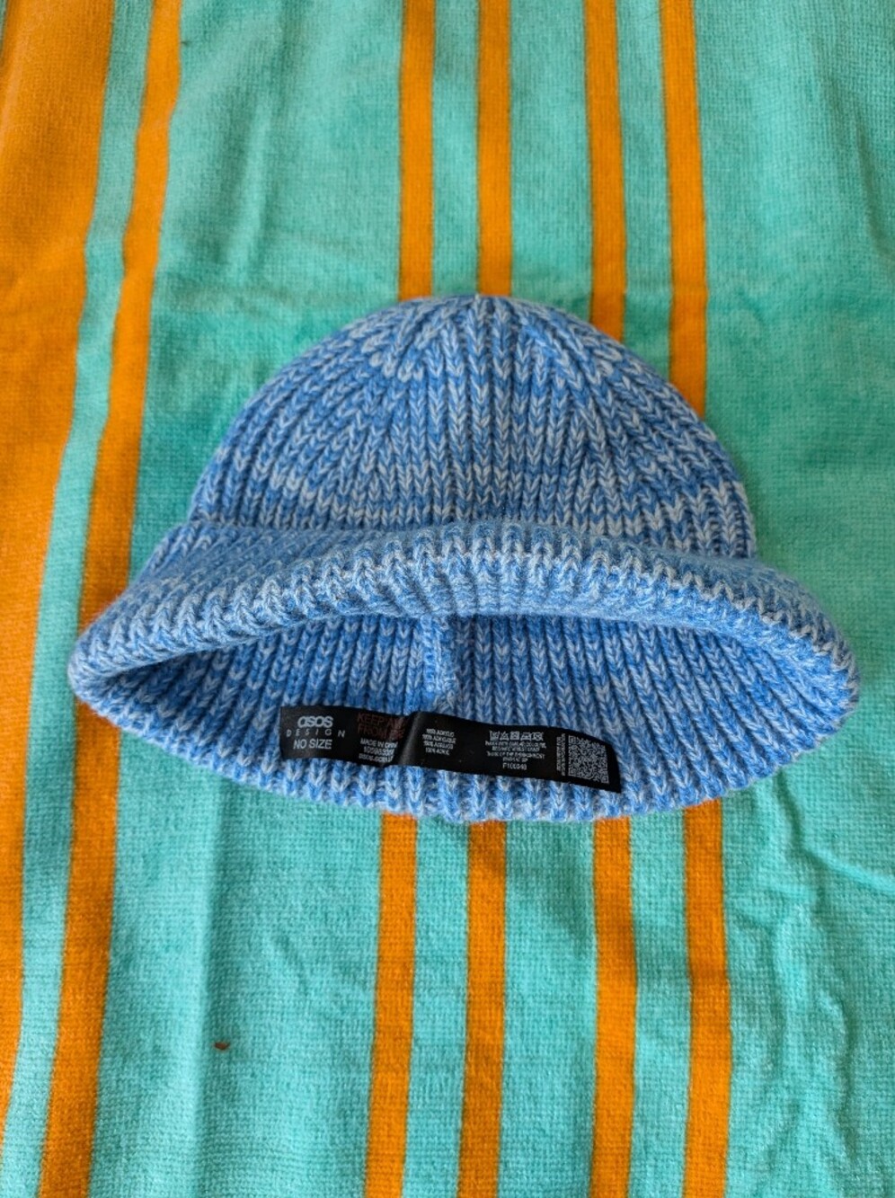 ASOS Blue Marled Ribbed Cuff Beanie - Picture 2 of 4
